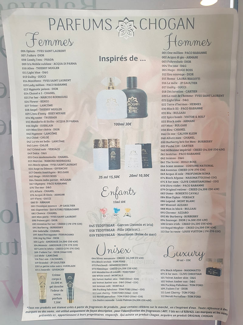 Liste produit en vente au salon de coiffure à Douvrin